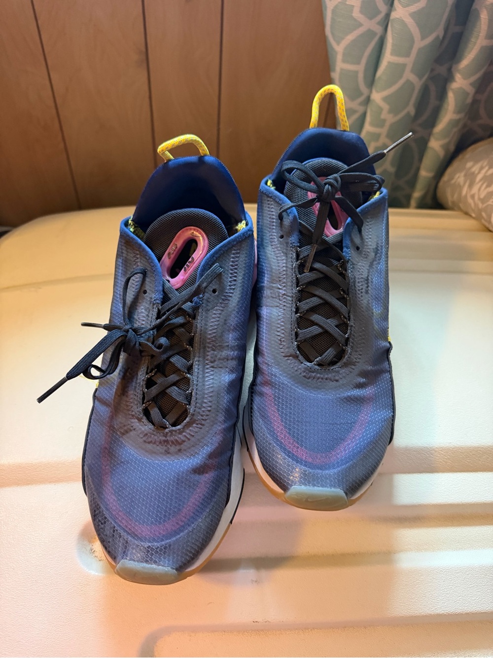 Nike air max Athletic Sneakers with Yellow Pull Tabs